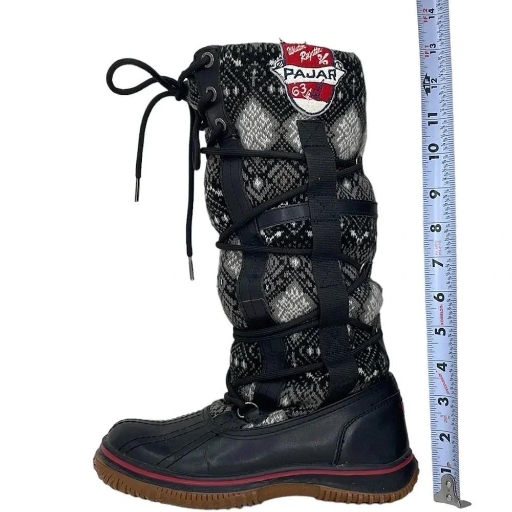 PAJAR Tall Winter Regatta Boots Fair Isle Fleece Lined Size 5.5 EU 36